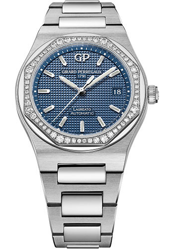 Girard-Perregaux Laureato 38 mm Watch - Diamond Bezel - Blue Dial