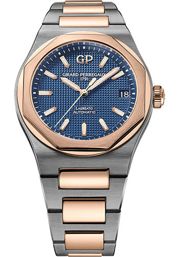 Girard-Perregaux Laureato 42 mm Watch - Titanium And Pink Gold Case - Blue Dial