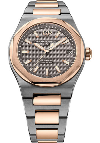 Girard-Perregaux Laureato 42 mm Watch - Titanium And Pink Gold Case - Slate-Grey Dial