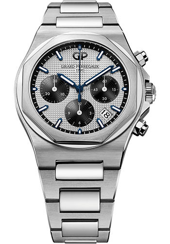 Girard-Perregaux Laureato Chronograph 38 mm Watch - Steel Case - Silver Dial - Bracelet