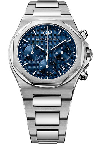 Girard-Perregaux Laureato Chronograph 38 mm Watch - Steel Case - Blue Dial - Bracelet