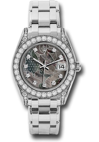 Rolex White Gold Datejust Pearlmaster 34 Watch - 34 Diamond Bezel - Goldust Dream Diamond Dial