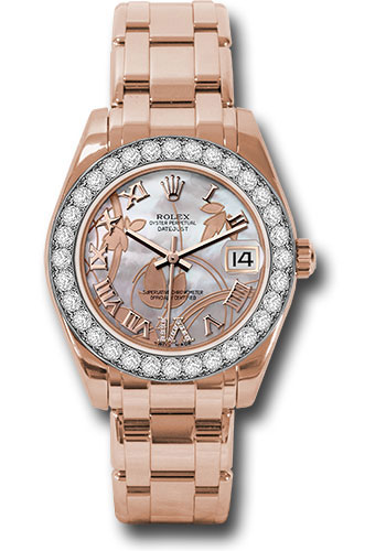 Rolex Everose Gold Datejust Pearlmaster 34 Watch - 32 Diamond Bezel - Goldust Dream Roman Dial