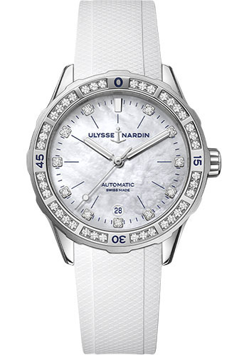 Ulysse Nardin Lady Diver 39 mm - Steel Case - White Dial - Rubber Strap
