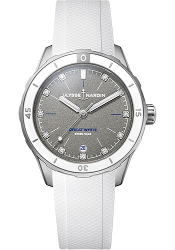 Ulysse Nardin Lady Diver 39 mm - Steel Case - Grey Dial - Rubber Strap