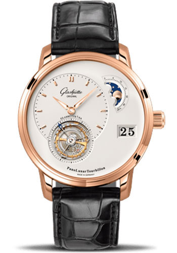 Glashütte Original PanoLunarTourbillon - Red Gold Case - Silver Dial - Black Alligator Strap - Folding Buckle