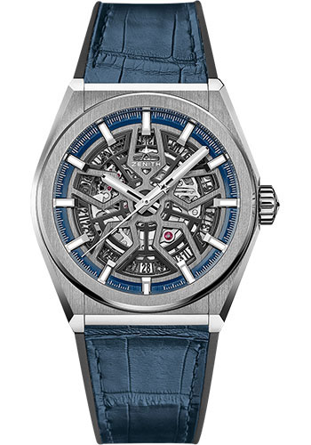 Zenith Defy Classic Watch - Titanium - Openworked Dial - Black Rubber and Alligator Strap