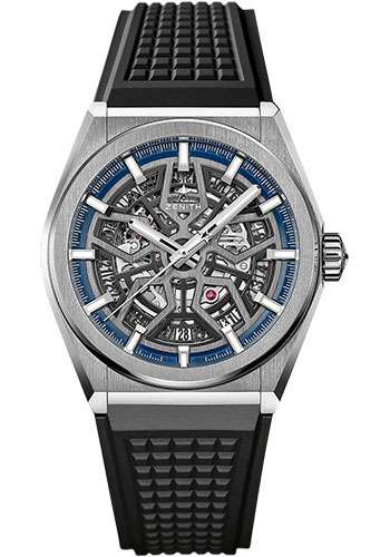 Zenith Defy Classic Watch - Titanium - Openworked Dial - Black Rubber Strap
