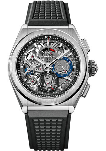 Zenith Defy El Primero 21 Watch - Titanium - Openworked Dial - Black Rubber Strap