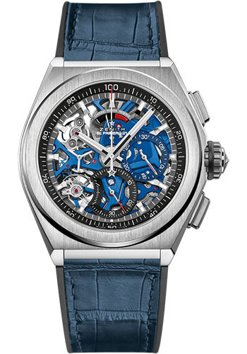 Zenith Defy El Primero 21 Watch - Titanium - Openworked Dial - Black Rubber and Alligator Strap