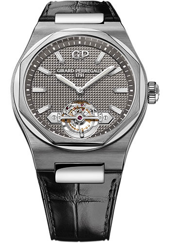 Girard-Perregaux Laureato Tourbillon Watch - Titanium And White Gold Case - Alligator Strap