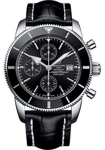 Breitling Superocean Héritage II Chronograph 46 Watch - Steel Case - Volcano Black Dial - Black Croco Strap