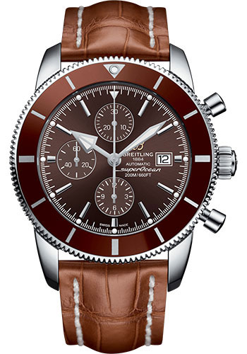 Breitling Superocean Héritage II Chronograph 46 Watch - Steel Case - Copperhead Bronze Dial - Gold Croco Strap