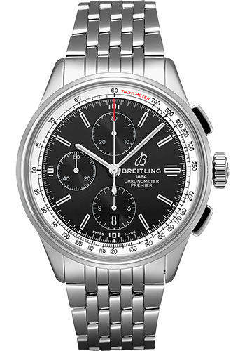 Breitling Premier Chronograph Watch - 42mm Steel Case - Black Dial - Steel Bracelet