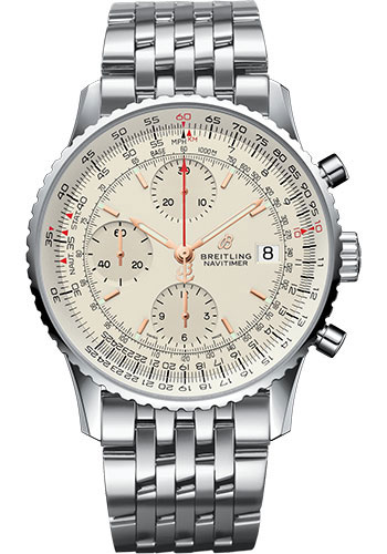 Breitling Navitimer 1 Chronograph 41 Watch - Steel Case - Mercury Silver Dial - Steel Pilot Bracelet
