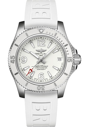 Breitling Superocean Automatic 36 Watch - Steel - White Dial - White Diver Pro III Strap - Tang Buckle