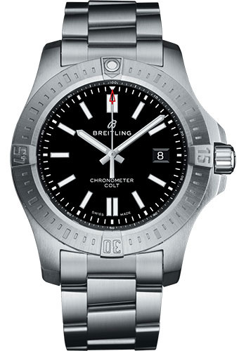 Breitling Chronomat Colt Automatic 44 Watch - Steel Case - Volcano Black Dial - Steel Pilot Bracelet