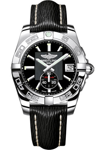 Breitling Galactic 36 Automatic Watch - Steel - Volcano Black Dial - Black Sahara Strap