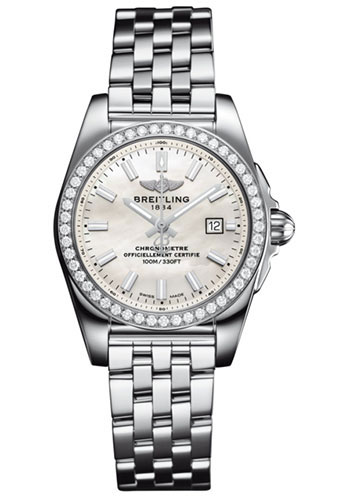 Breitling Galactic 29 SleekT Watch - Steel Case - Mother Of Pearl Dial - Steel Pilot Bracelet