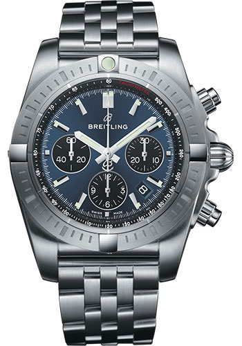 Breitling Chronomat B01 Chronograph 44 Watch - Steel Case - Blackeye Blue Dial - Steel Pilot Bracelet
