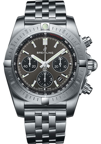 Breitling Chronomat B01 Chronograph 44 Watch - Steel Case - Blackeye Gray Dial - Steel Pilot Bracelet