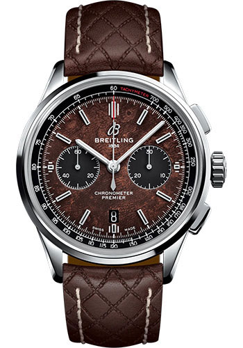 Breitling Premier B01 Chronograph 42 Bentley Centenary Limited Edition Watch - Stainless Steel - Brown Dial - Brown Calfskin Leather Strap - Tang Buckle Limited Edition