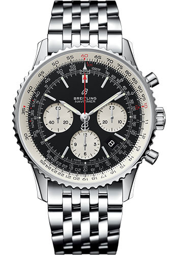 Breitling Navitimer 1 B01 Chronograph 43 Watch - Steel Case - Black Dial - Steel Pilot Bracelet