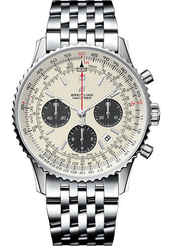 Breitling Navitimer 1 B01 Chronograph 43 Watch - Steel Case - Mercury Silver Dial - Steel Pilot Bracelet