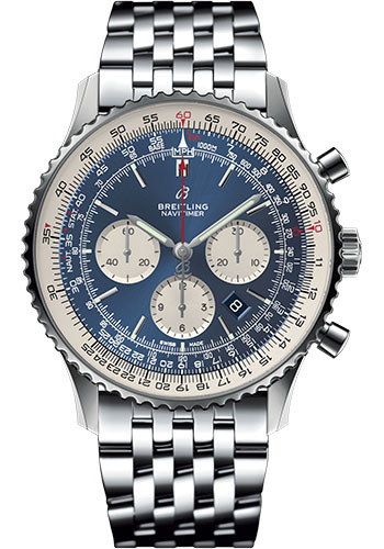 Breitling Navitimer 1 B01 Chronograph 46 Watch - Steel Case - Aurora Blue Dial - Steel Navitimer Bracelet