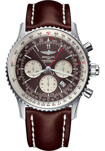 Breitling Navitimer B03 Chronograph Rattrapante 45 Watch - Steel - Panamerican Bronze Dial - Brown Leather Strap - Tang Buckle