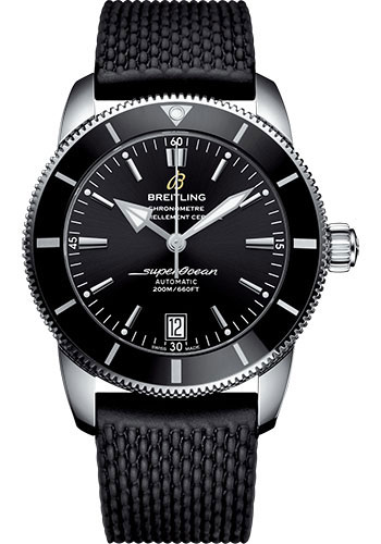 Breitling Superocean Héritage II B20 Automatic 42 Watch - Steel Case - Volcano Black Dial - Black Rubber Aero Classic Strap