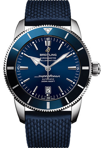 Breitling Superocean Héritage II B20 Automatic 46 Watch - Steel Case - Gun Blue Dial - Blue Rubber Aero Classic Strap