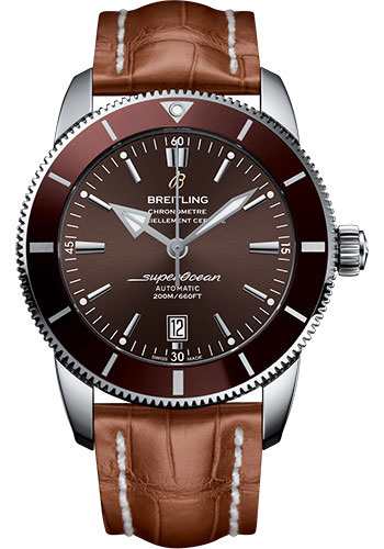 Breitling Superocean Héritage II 46 Watch - Steel Case - Copperhead Bronze Dial - Gold Croco Strap