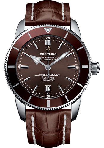 Breitling Superocean Héritage II 46 Watch - Steel Case - Copperhead Bronze Dial - Brown Croco Strap