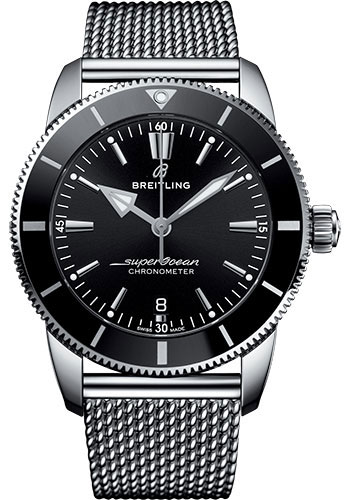 Breitling Superocean Héritage II B20 Automatic 44 Watch - Steel Case - Black Dial - Steel Aero Classic Bracelet