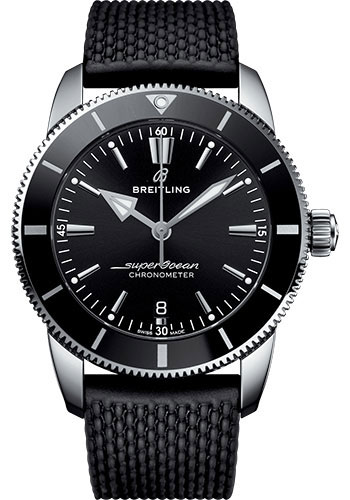 Breitling Superocean Héritage II B20 Automatic 44 Watch - Steel Case - Black Dial - Black Rubber Aero Classic Strap