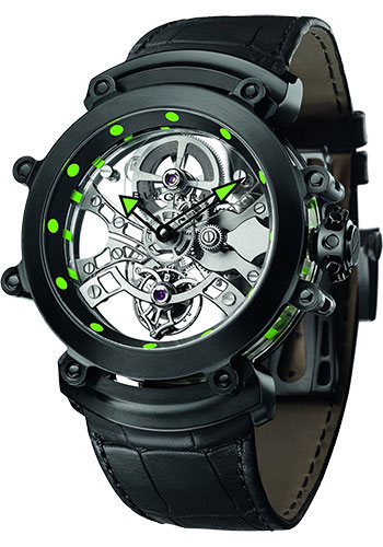 Bvlgari Tourbillon Saphir Ultranero Limited Edtion of 30 Watch - 53 mm Black Titanium Case - Skeleton Dial - Black Leather Strap