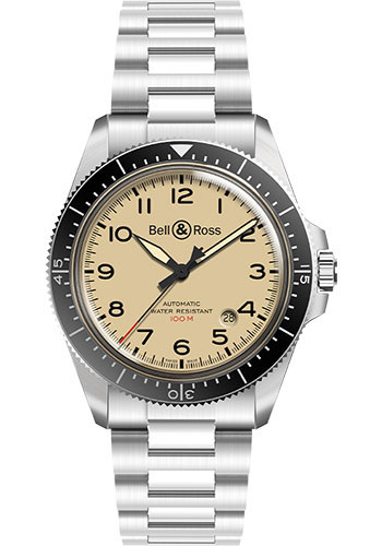 Bell & Ross BR V2-92 Military Beige Watch - Steel Bracelet