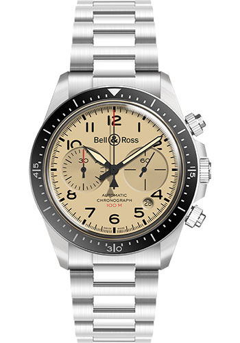 Bell & Ross BR V2-94 Military Beige Watch - Steel Bracelet