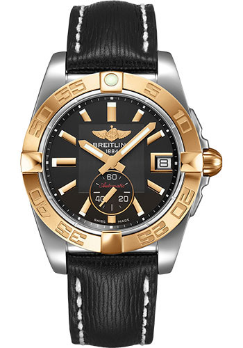 Breitling Galactic 36 Automatic Watch - Steel & rose Gold - Volcano Black Dial - Black Sahara Strap - Tang Buckle