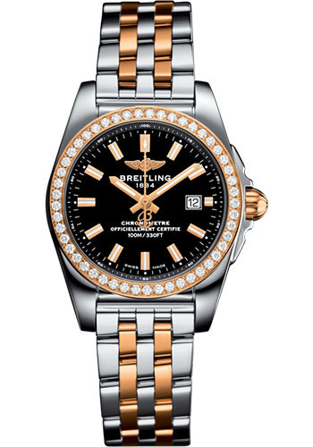 Breitling Galactic 29 Sleek Watch - Steel & rose Gold, gem-set bezel - Trophy Black Dial - Steel And Rose Gold Bracelet