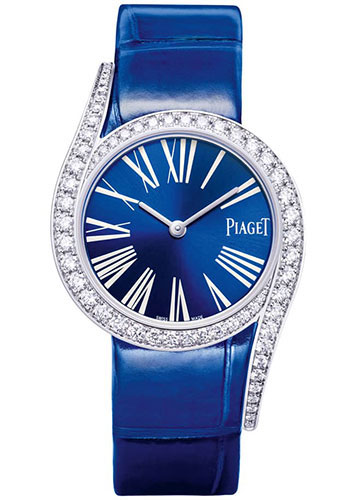 Piaget Limelight Gala Watch - White Gold Diamond Case - Blue Dial - Blue Strap