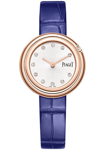 Piaget Possession Watch - Rose Gold Case - Silvered Dial - Blue Strap