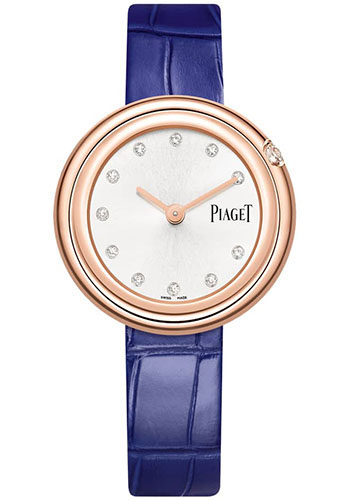 Piaget Possession Watch - Rose Gold Case - Silvered Dial - Blue Strap
