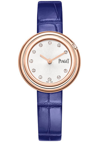 Piaget Possession Watch - Rose Gold Case - Silvered Dial - Blue Strap