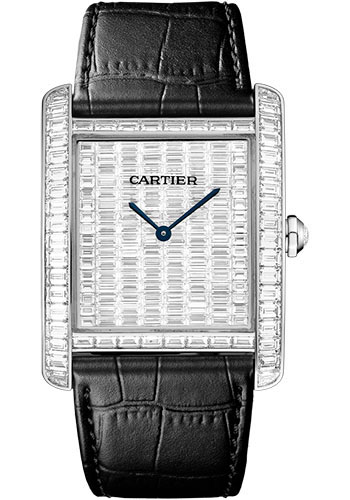 Cartier Tank MC Watch - 34.3 mm White Gold Diamond Case - White Gold Diamond Dial - Black Alligator Strap