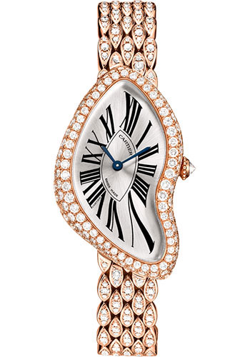 Cartier Crash Watch - 38.45 mm Pink Gold Diamond Case - Silvered Dial - Diamond Bracelet
