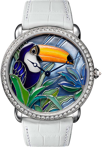 Cartier Cartier D'Art Ronde Louis Cartier Limited Edition of 40 Watch - 42 mm White Gold Diamond Case - Diamond Bezel - Blue Dial - White Alligator Strap