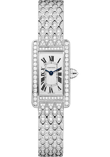 Cartier Tank Américaine Watch - 27 mm White Gold Diamond Case - Diamond Bracelet
