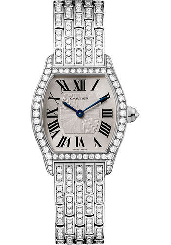 Cartier Tortue Watch - 30 mm White Gold Diamond Case - Diamond Bracelet